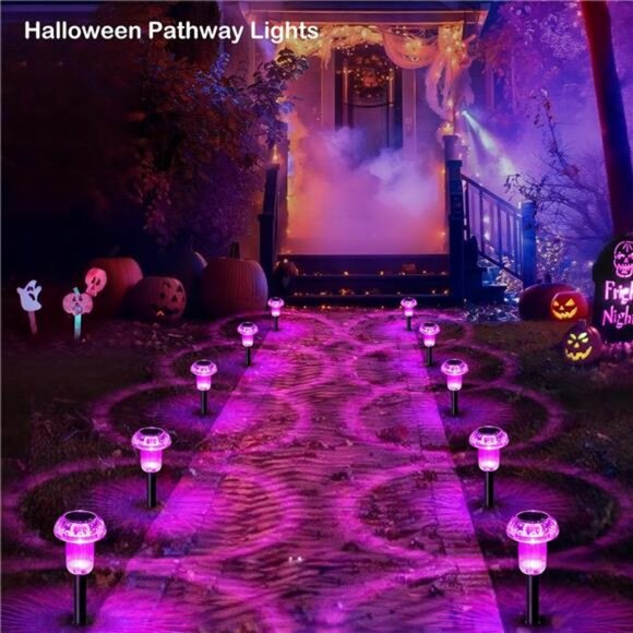 Halloween Solar Lights Outdoor 8 Pack Hot Pink Solar Pathway Lights Outdoor - Picture 6 of 7
